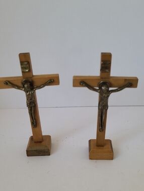 Pair INRI Wood Crucifix